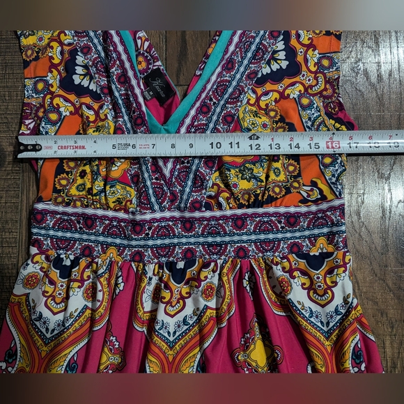 Kiara Women's Bright Colorful Paisley Bohemian Summer Beach Cover Up Size Med - Picture 8 of 16